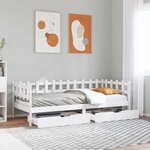 vidaXL Lit de jour et tiroirs sans matelas blanc 90x200 cm bois massif