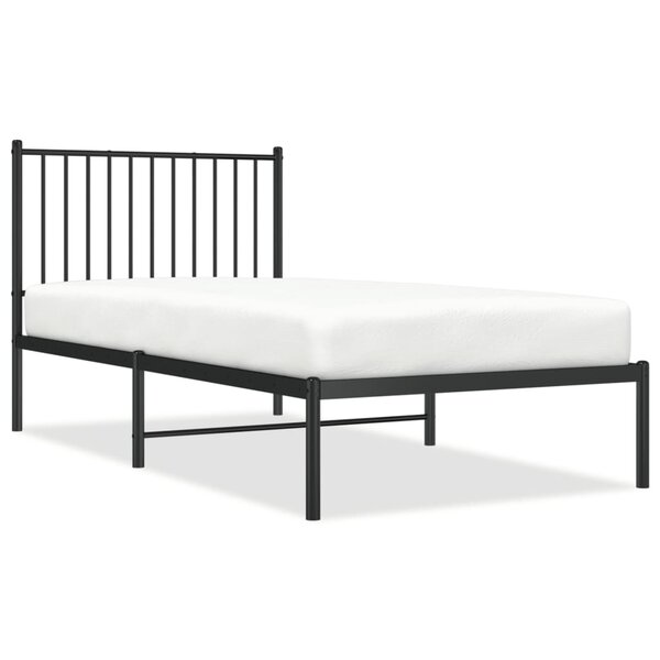 vidaXL Cadre de lit métal sans matelas avec tête de lit noir 90x190 cm