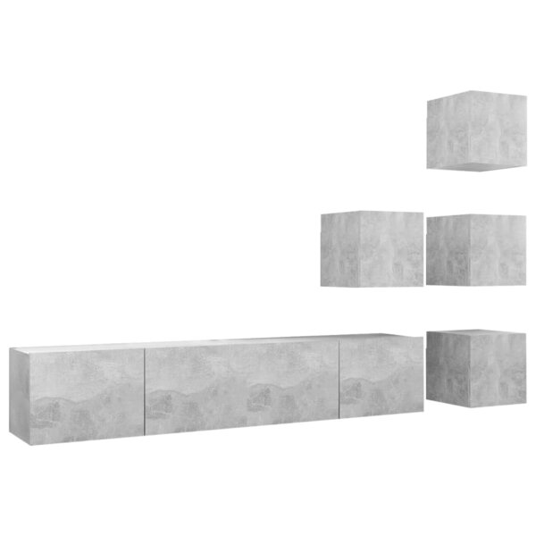 vidaXL Ensemble de meubles TV 6 Pièces Gris béton Bois d'ingénierie