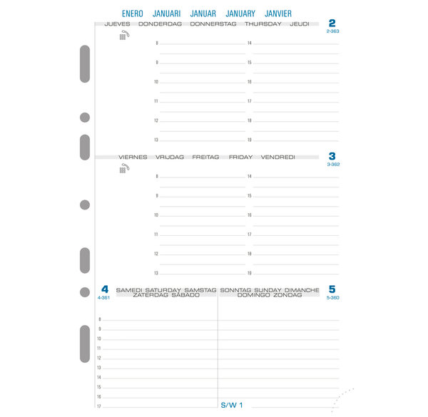 Recharge Exatime 21 Semaine sur 2 pages Horizontal 210x142 mm EXACOMPTA