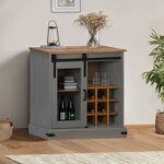 vidaXL Buffet HALDEN porte coulissante gris 80x40x80 cm bois massif