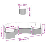 vidaXL Canapé de jardin table coussins demi-rond gris résine tressée