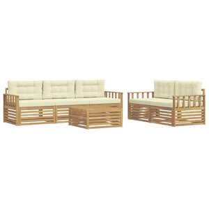 vidaXL Ensemble de canapés d'extérieur 6 Pièces Blanc et crème