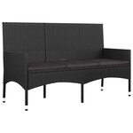 vidaXL Salon de jardin 4 Pièces avec coussins Noir Résine tressée