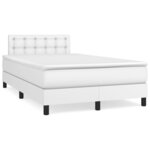 vidaXL Sommier à lattes de lit avec matelas Blanc 120x200cm Similicuir