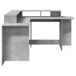 vidaXL Bureau et lumières LED gris béton 152x152x91cm bois ingénierie