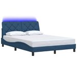 vidaXL Cadre de lit avec LED sans matelas bleu 120x200 cm tissu