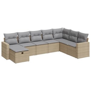 vidaXL Salon de jardin avec coussins 8 Pièces beige résine tressée