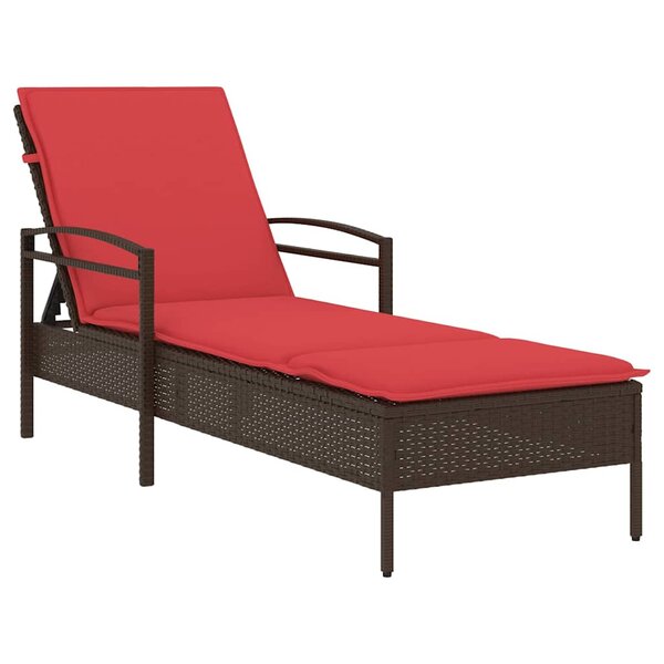 vidaXL Chaise longue avec coussin Marron 63 x 200 x 81 cm Résine tressée (États-Unis uniquement)