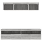 vidaXL Unités murales TV avec LED 5 Pièces gris sonoma bois d'ingénierie