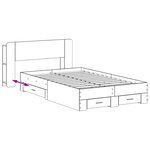 vidaXL Cadre de lit avec rangement Chêne fumé 120 x 190 cm