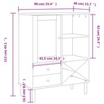 vidaXL Buffet SENJA aspect rotin noir 90x40x112cm bois massif de pin