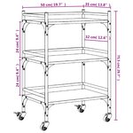 vidaXL Chariot de cuisine chêne marron 50x35x75 5 cm bois d'ingénierie