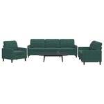 vidaXL Ensemble de canapés 3 Pièces avec coussins Vert foncé Velours