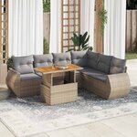 vidaXL Salon de jardin avec coussins 7 Pièces beige résine tressée