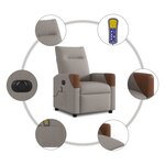vidaXL Fauteuil de massage inclinable électrique Taupe Tissu