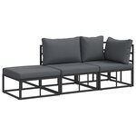 vidaXL Ensemble de canapé de jardin 3 Pièces Noir 211.5 x 71.5 x 71 cm