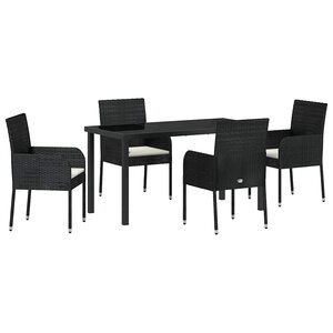 vidaXL Ensemble de salle à manger pour jardin 5 Pièces Noir polyrotin