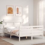 vidaXL Cadre de lit sans matelas blanc bois massif