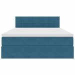 vidaXL Lit de rangement LED avec matelas Bleu foncé 140 x 200 cm