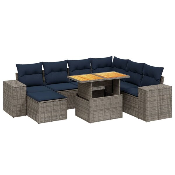 vidaXL Salon de jardin 8 Pièces avec coussins gris résine tressée