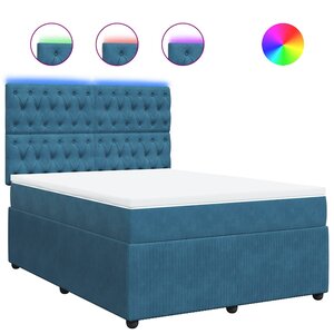 vidaXL Sommier à lattes de lit et matelas bleu 160x200 cm velours