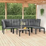 vidaXL Salon de jardin 6 Pièces noir et gris résine tressée