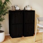 vidaXL Buffets 2 Pièces Noir 31 5x34x75 cm Bois massif de pin