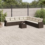 vidaXL Salon de jardin 10 Pièces avec coussins marron résine tressée