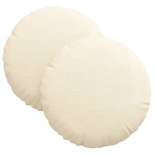 vidaXL Coussins de siège 2 Pièces Crème Ø 30 cm Tissu en velours côtelé