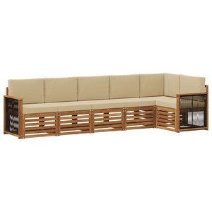vidaXL Ensemble de canapé d'angle avec coussin 5 Pièces Naturel