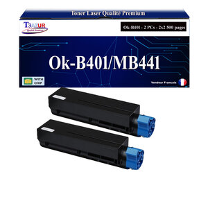 T3AZUR - 2x Toners compatibles avec Oki B401  B401D  B401DN