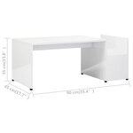 vidaXL Table basse Blanc brillant 90x45x35 cm Aggloméré