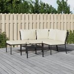 vidaXL Salon de jardin 5 Pièces avec coussins sable acier