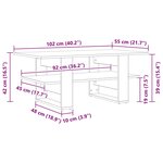 vidaXL Table basse Chêne noir 102 x 55 x 42 cm Bois d'ingénierie
