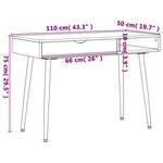 vidaXL Bureau d'ordinateur avec tiroir marron 110x50x75 cm