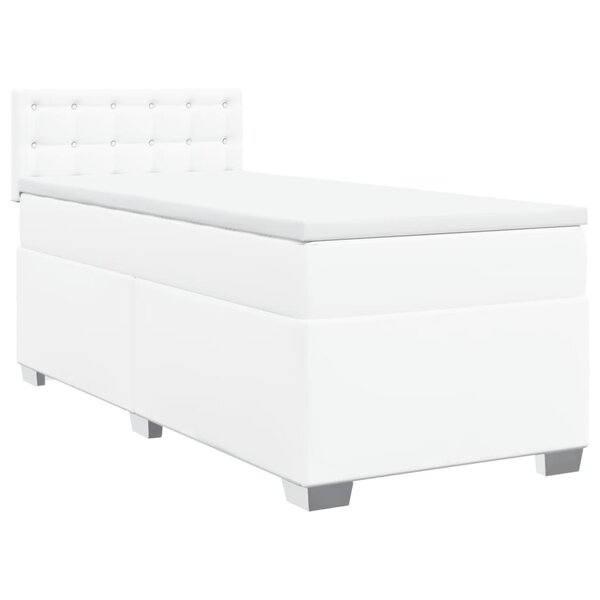 vidaXL Sommier à lattes de lit avec matelas Blanc 100x200cm Similicuir