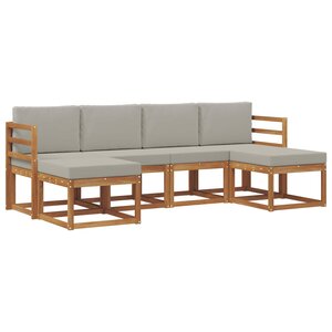 vidaXL Ensemble de canapés d'extérieur 6 Pièces Gris Naturel et Clair