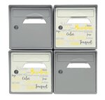 Pack de 4 boîtes aux lettres 1 porte - 2x "On the beach" - 2x "Gris souris"