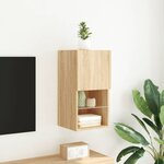 vidaXL Meuble TV avec lumières LED chêne sonoma 30 5x30x60 cm