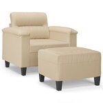 vidaXL Fauteuil avec repose-pied Crème 60 cm Tissu microfibre