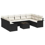 vidaXL Ensemble de canapé de jardin 10 Pièces Noir Poly rotin