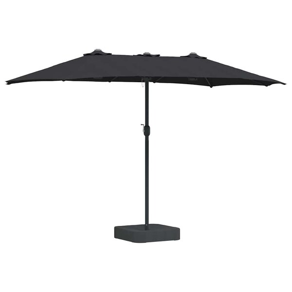 vidaXL Parasol de jardin Noir 385 x 209 x 244 cm tissu