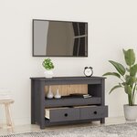 vidaXL Meuble TV Gris 79x35x52 cm Bois de pin massif