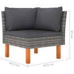 vidaXL Salon de jardin 7 Pièces avec coussins Résine tressée Gris