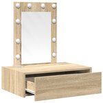 vidaXL Table de Maquillage Murale avec LED en Chêne Sonoma