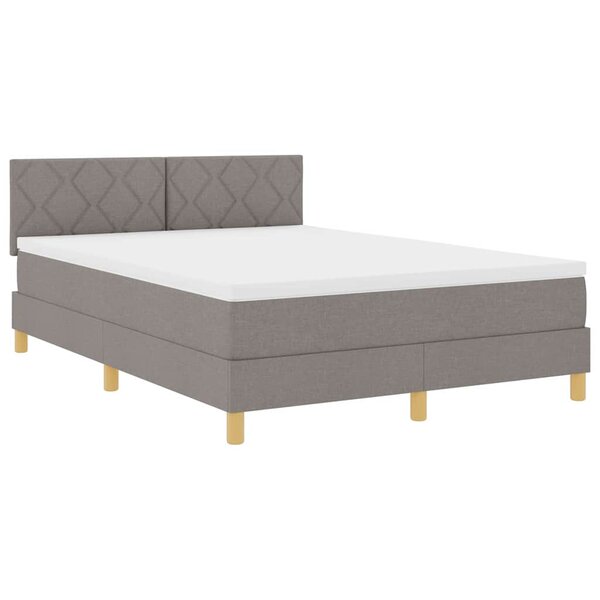 vidaXL Lit à ressorts avec matelas Taupe 140 x 190 cm tissu