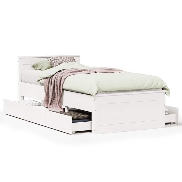 vidaXL Cadre de lit sans matelas avec tête de lit 75x190 cm pin massif