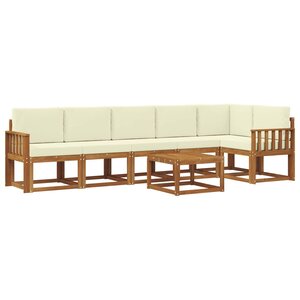 vidaXL Ensemble de canapés d'extérieur 7 pc Naturel et Crème