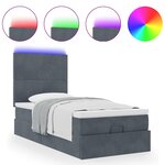 vidaXL Cadre de lit ottoman avec matelas gris foncé 80x200 cm velours